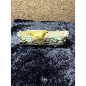 Vintage Ucagco Yellow Bird Planter With Yellow Bird & Tree Log Design